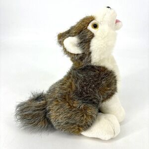12" Vintage Cascade Toy Wolf Husky Howling Plush Stuffed Animal Pup Brown Gray‎
